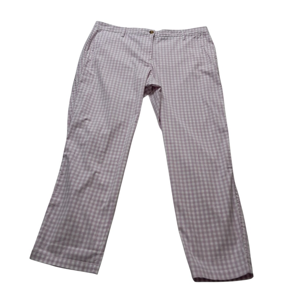 NWT Talbots Relaxed Chino Pants Womens 14 Pink Gingham Checkered Summer Preppy